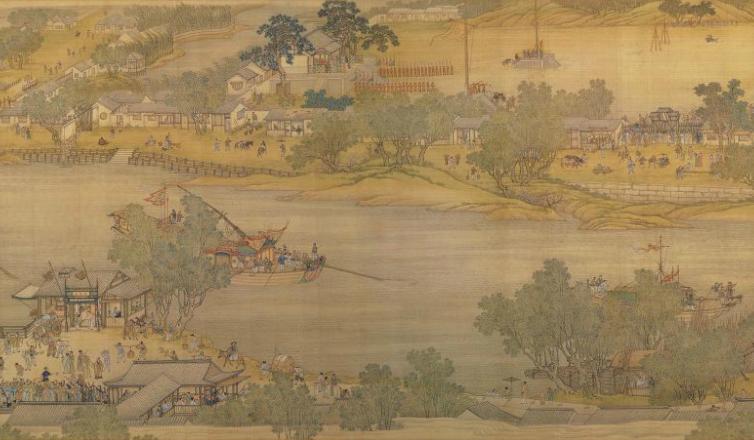 中国山水画历史名作赏析-清《清院本清明上河图》(大图局部)