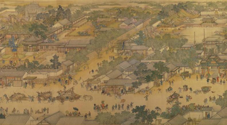 中国山水画历史名作赏析-清《清院本清明上河图》(大图局部)
