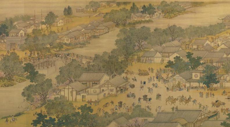 中国山水画历史名作赏析-清《清院本清明上河图》(大图局部)