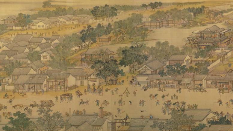 中国山水画历史名作赏析-清《清院本清明上河图》(大图局部)