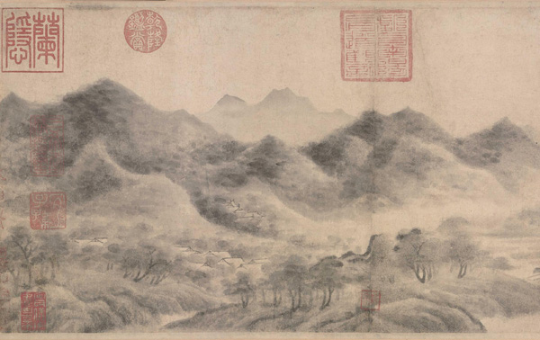 中国山水画历史名作赏析-宋 米友仁《云山墨戏图》局部大图欣赏