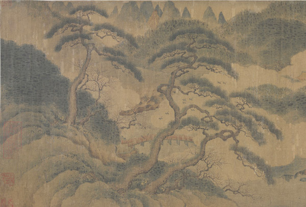 中国山水画历史名作赏析-南宋 赵伯骕《万松金阙图》(局部大图)