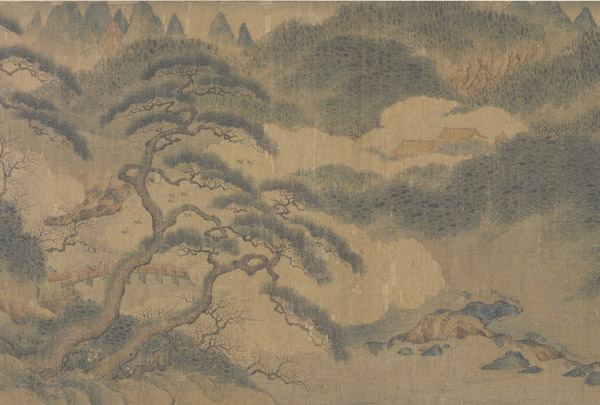 中国山水画历史名作赏析-南宋 赵伯骕《万松金阙图》(局部大图)