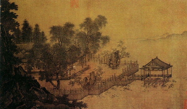 中国山水画历史名作赏析-南宋《四景山水图》