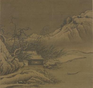 中国山水画历史名作赏析-南宋 夏圭《雪堂客话图》