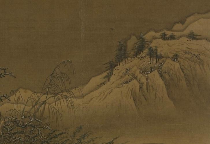 中国山水画历史名作赏析-南宋 夏圭《雪堂客话图》(局部大图)