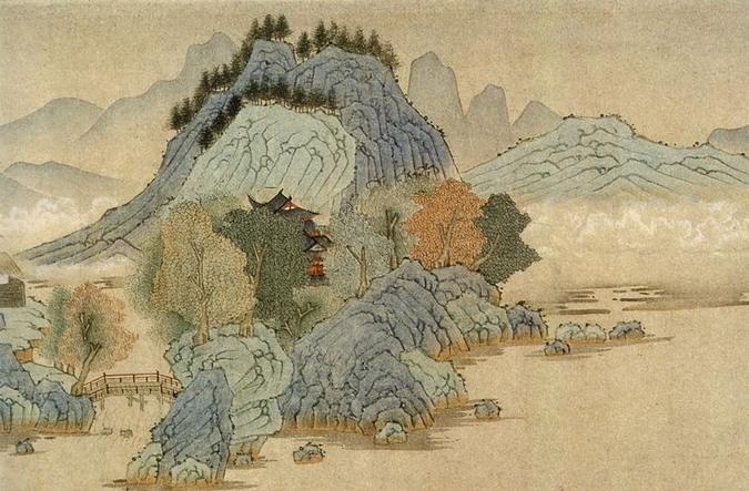 中国山水画历史名作赏析-元《幽居图》