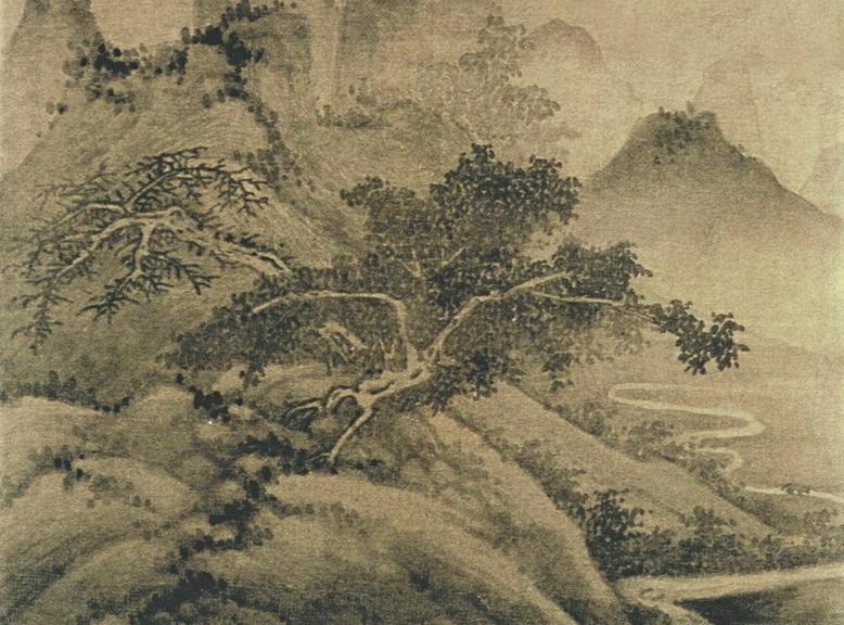 中国山水画历史名作赏析-元 吴镇《渔父图》局部大图