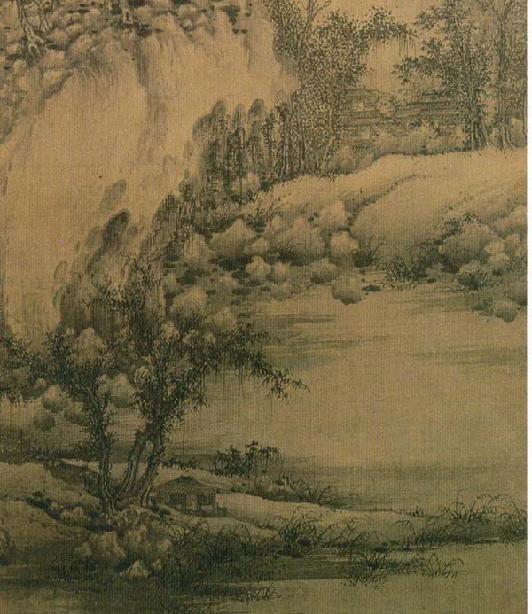 中国山水画历史名作赏析-唐《溪山兰若图》