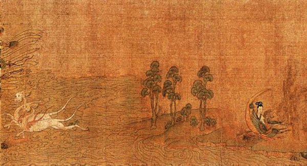 中国山水画历史名作赏析-晋《洛神赋图》卷(局部)