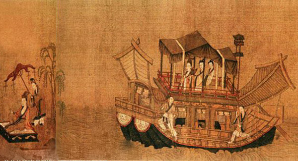 中国山水画历史名作赏析-晋《洛神赋图》卷(局部)