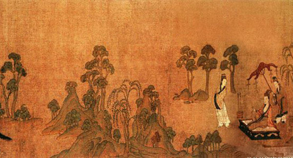 中国山水画历史名作赏析-晋《洛神赋图》卷(局部)
