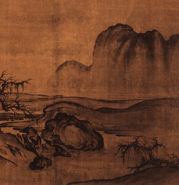 中国山水画历史名作赏析-北宋《窠石平远图》卷