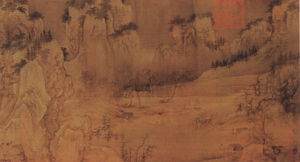 中国山水画历史名作赏析-北宋《渔村小雪图》卷