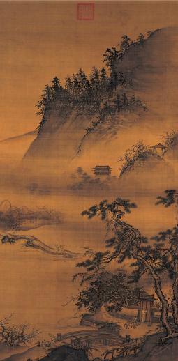 中国山水画历史名作赏析-明《春遊晚歸》