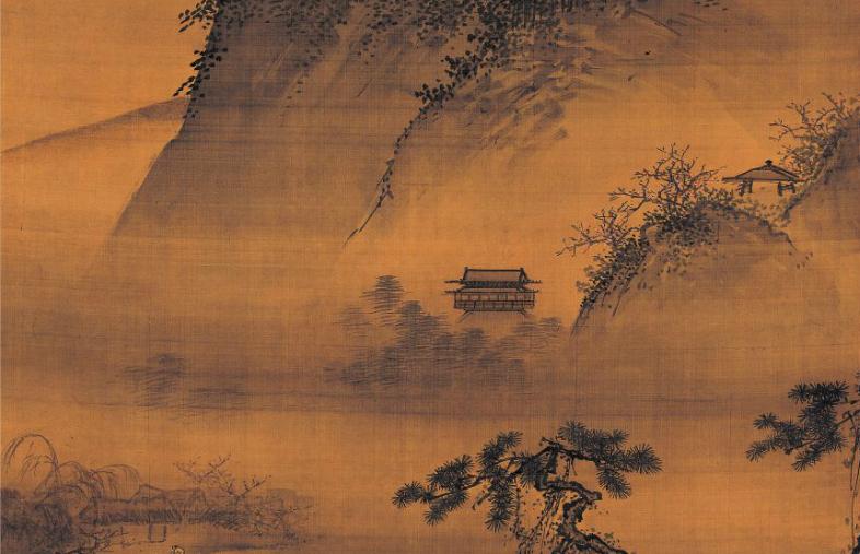 中国山水画历史名作赏析-明《春遊晚歸》(局部)