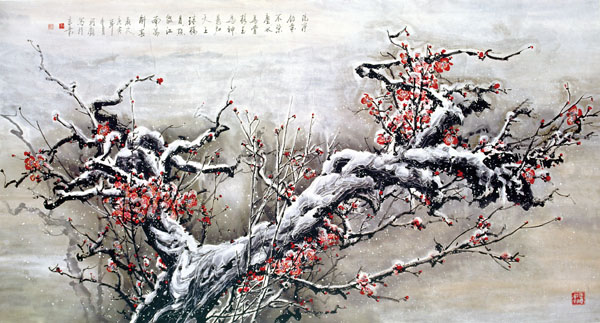 李珂钧《红梅傲雪》186cmX98cm 2010年