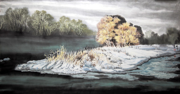 高俊峰 碧水玉树96x176cm 2013年