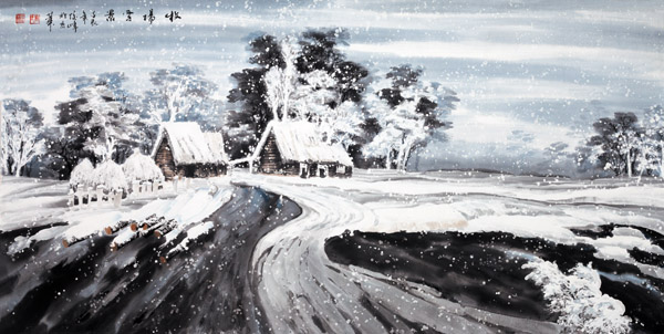 高俊峰 牧场雪景68X136CM 2012年
