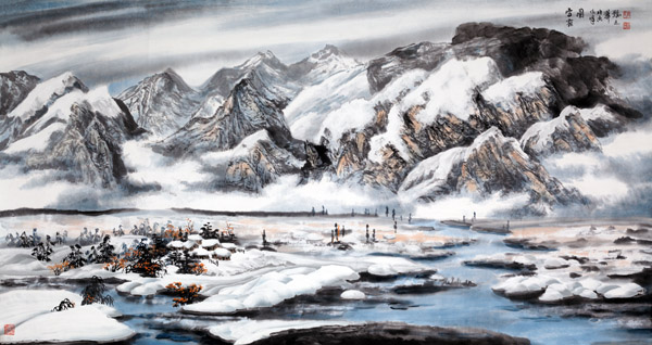 高俊峰 雪雾图 96X176CM 2012年