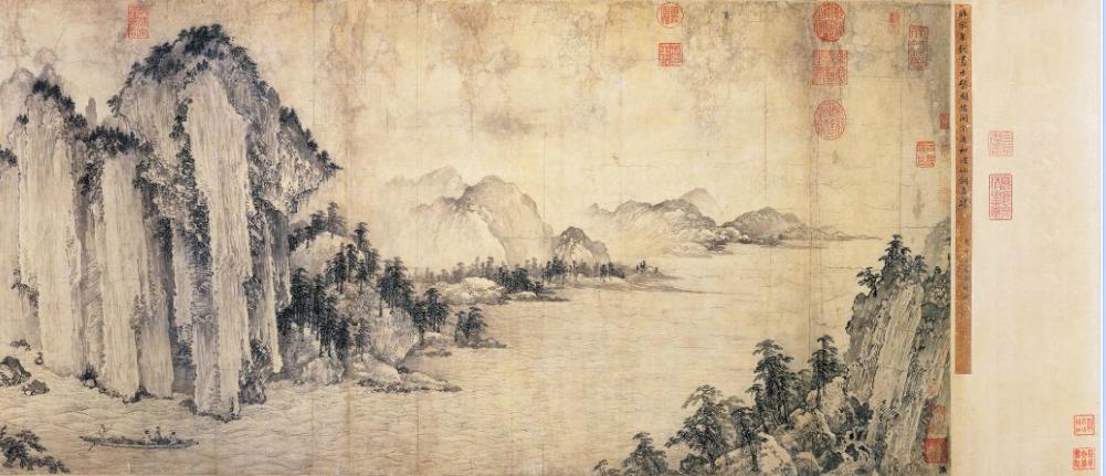 中国山水画历史名作赏析-金《赤壁图》(局部)