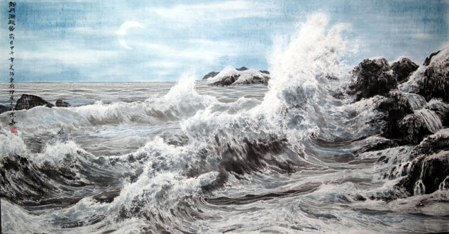 刘坤 新月潮起图 68X136cm 2014年