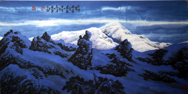 刘丁瑞 千峰暮岭雪崔巍 68X136cm 2014年