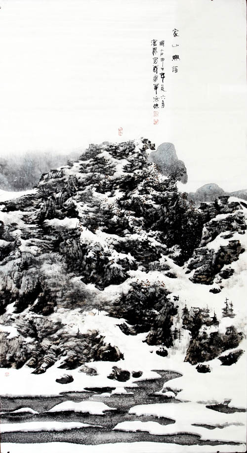 汤宽义 《家山无语》 176 × 97 cm 2014年