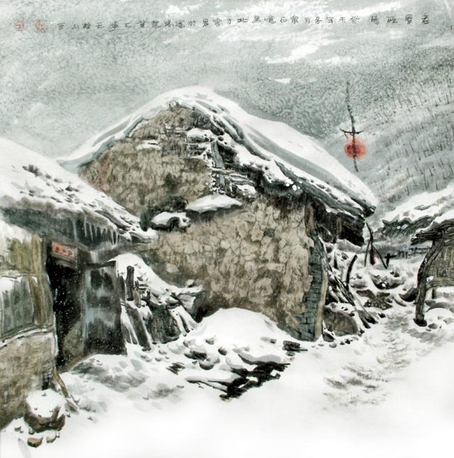 汤宽义 老屋残雪 2003年 68x68