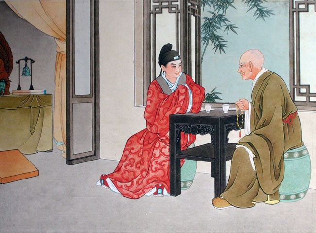 王叔晖工笔画作品:《西厢记》2借厢