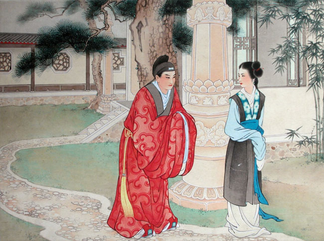 王叔晖工笔画作品:《西厢记》3闹斋