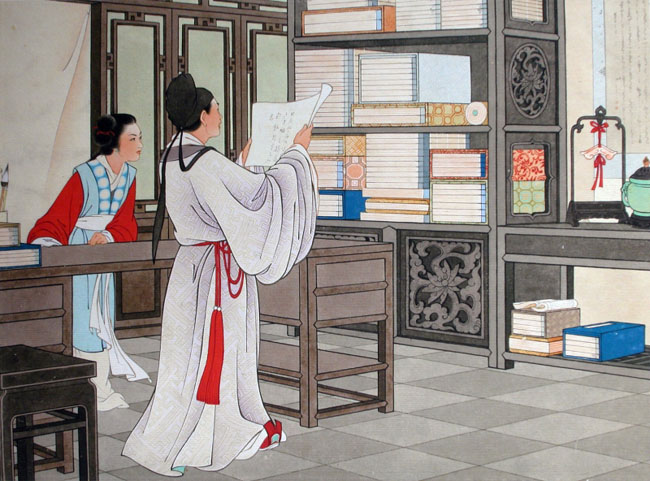 王叔晖工笔画作品:《西厢记》9传简