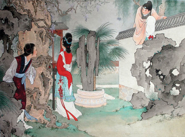 王叔晖工笔画作品:《西厢记》10赴约