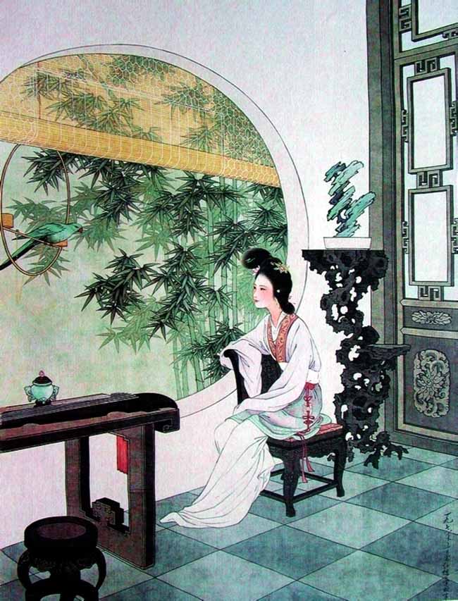著名女画家王叔晖的《红楼梦系列工笔人物画》