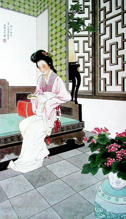 著名女画家王叔晖的《红楼梦系列工笔人物画》