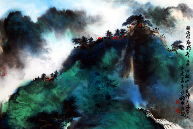 聂振文泼墨泼彩山水画作品欣赏