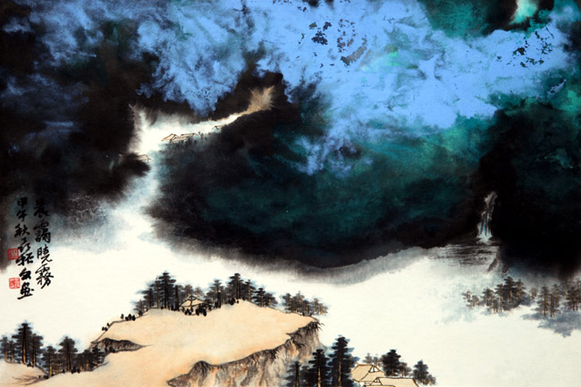 聂振文泼墨泼彩山水画作品欣赏