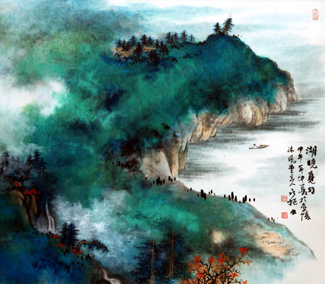 聂振文泼墨泼彩山水画作品欣赏