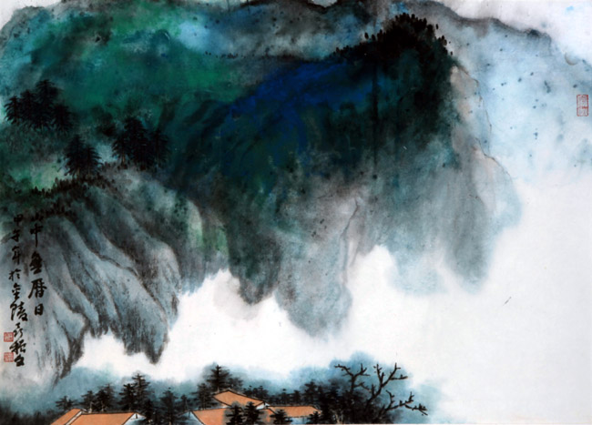 聂振文泼墨泼彩山水画作品欣赏