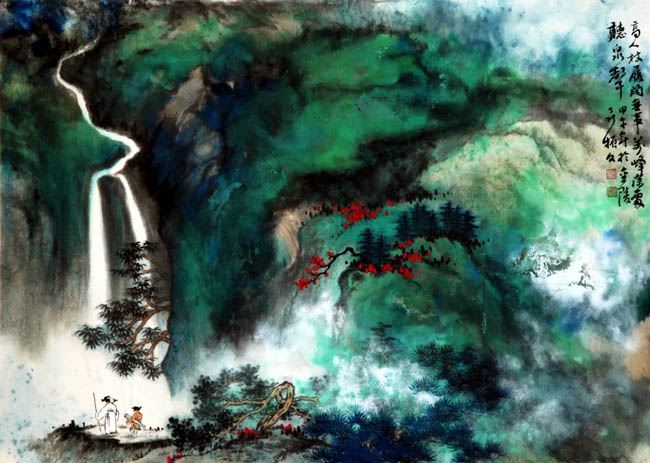 聂振文泼墨泼彩山水画作品欣赏
