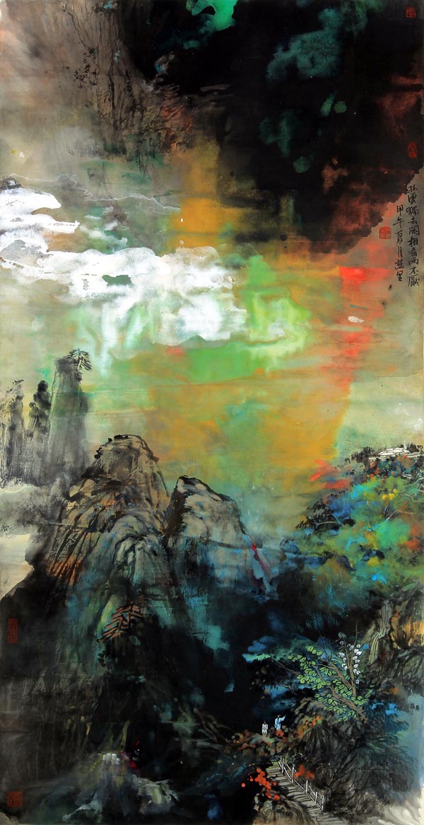著名画家贺万里中国画作品欣赏:孤云独去闲