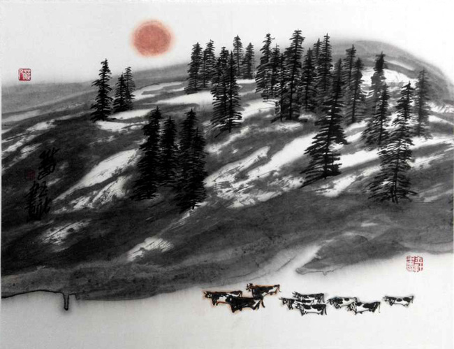 著名画家刘玉社的新疆大山水作品欣赏