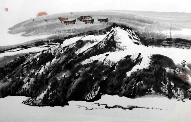 著名画家刘玉社的新疆大山水作品欣赏