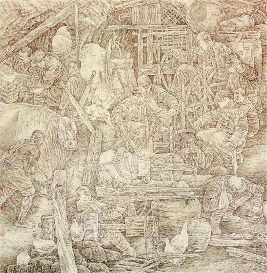 于长江 陈嵘 钱宗飞 吴涛毅 民兵史画长卷 246×243cm 国画金奖