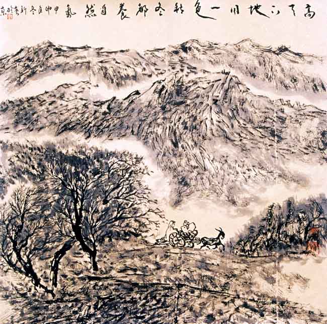刘新贵的新疆大山水作品:高天下地同一色