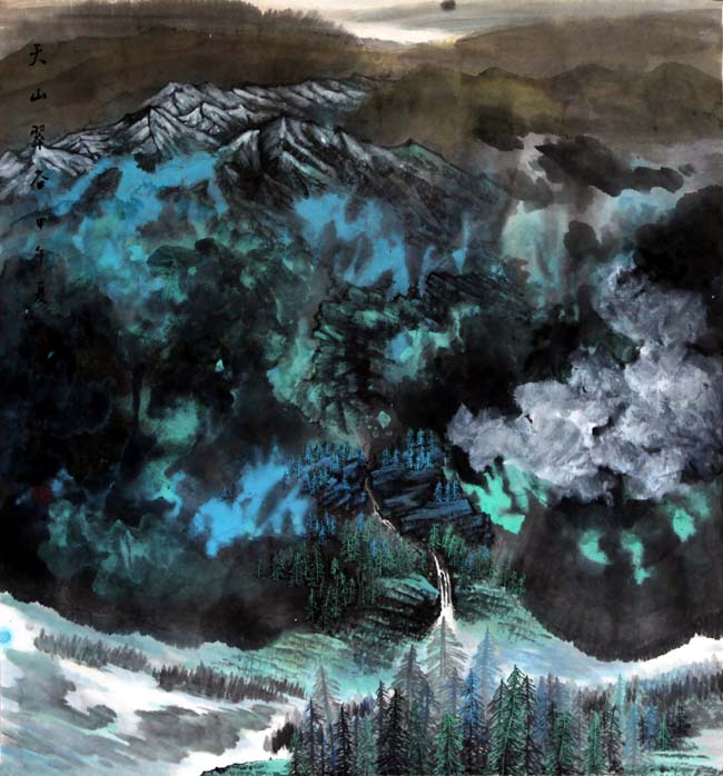 著名画家李军的新疆大山水画：天山翠谷