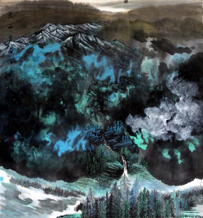 著名画家李军的新疆大山水画:天山翠谷