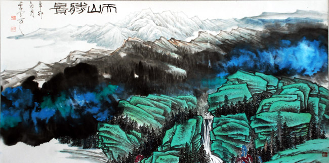 著名画家李军的新疆大山水画:天山胜景