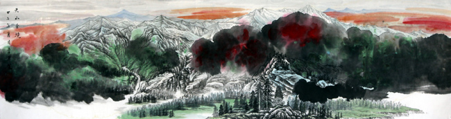 著名画家李军的新疆大山水画:天山圣境