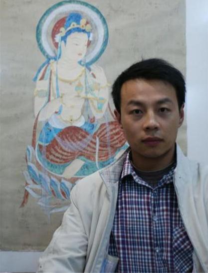 观画家赵健敦煌画像——古意未颓画飞天 心灯长映月牙泉
